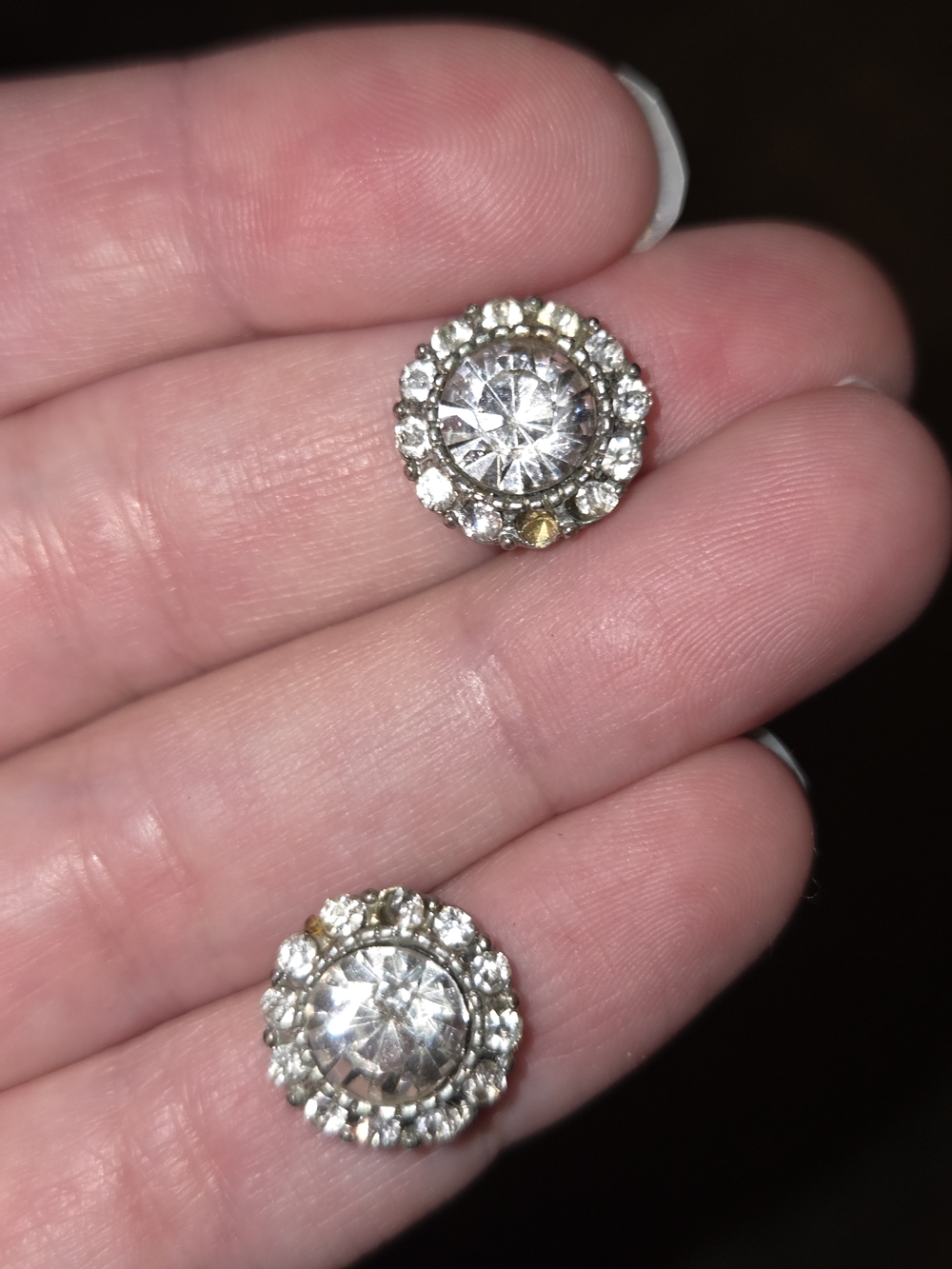 Charming Charlie Clear Crystal Halo Stud Earrings - Silver Tone